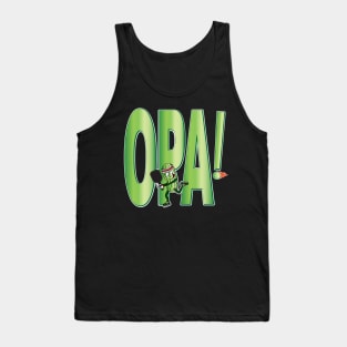 Opa! Funny Pickle playing Pickleball, with paddle and lucky sneakers! Tank Top